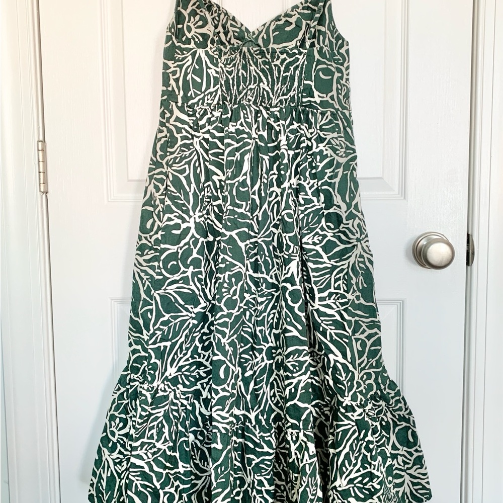 Gap Tiered Floral Midi High Low Dress - Dark Green - Size Small - Picture 8 of 8
